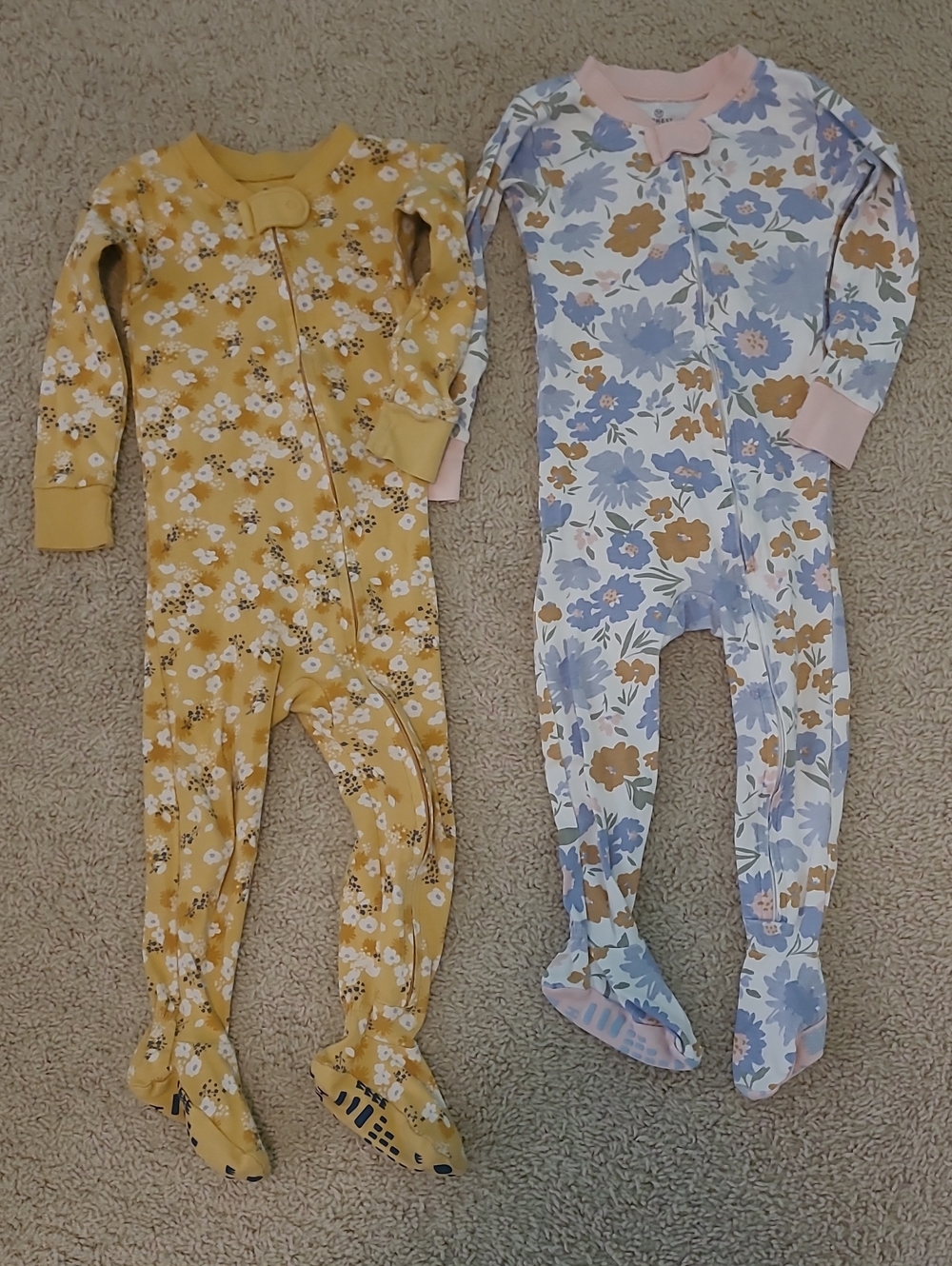 The Honest Company Yellow Floral Footed One-Piece Pajama